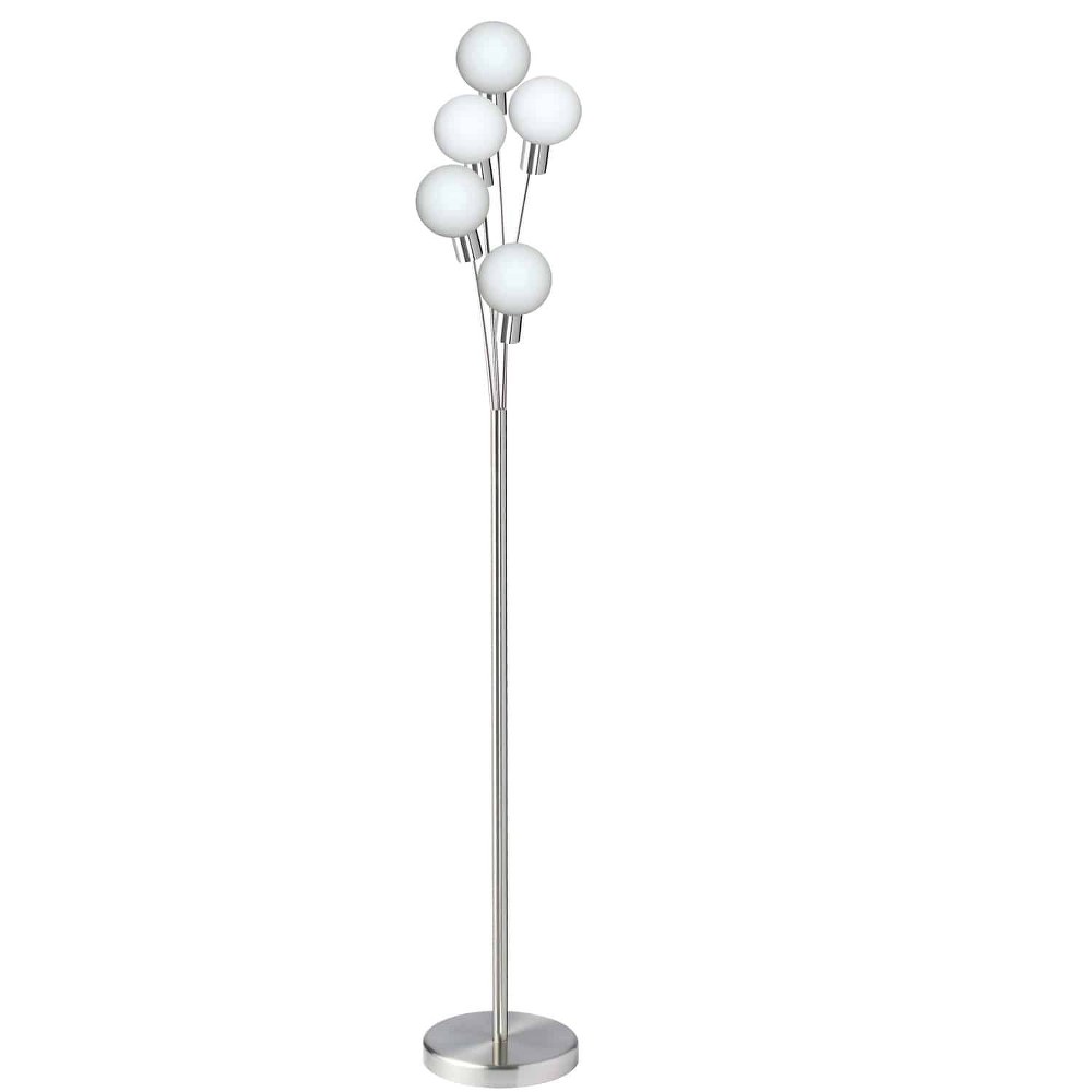 Dainolite-306F-SC-One Light Adjustable Floor Lamp Satin Chrome White Satin Chrome Finish with White Glass