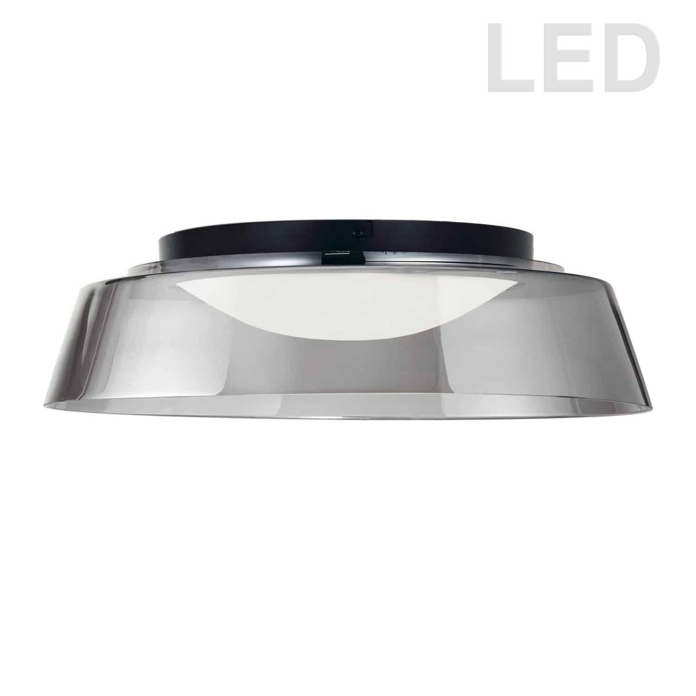 Dainolite-3145-LEDFH18-SM-MB-Crawford - 18 Inch 35W 1 LED Flush Mount   Matte Black Finish with Smoked Glass