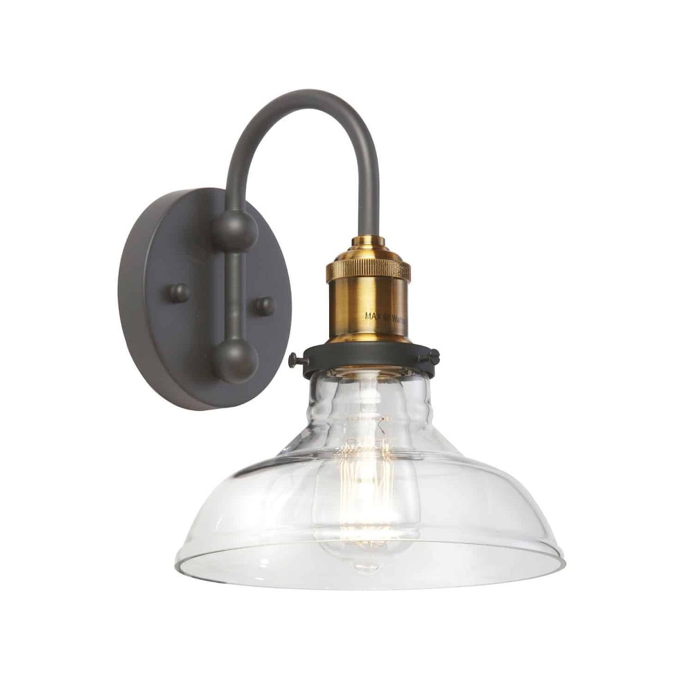 Dainolite-410-61W-BAB-One Light Wall Sconce   Black/Antique Brass Finish with Clear Glass