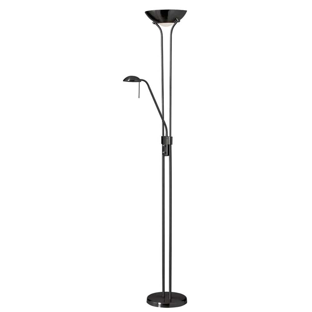 Dainolite-505F-MB-Mother-Son - Three Light Floor Lamp Matte Black  Satin Chrome Finish