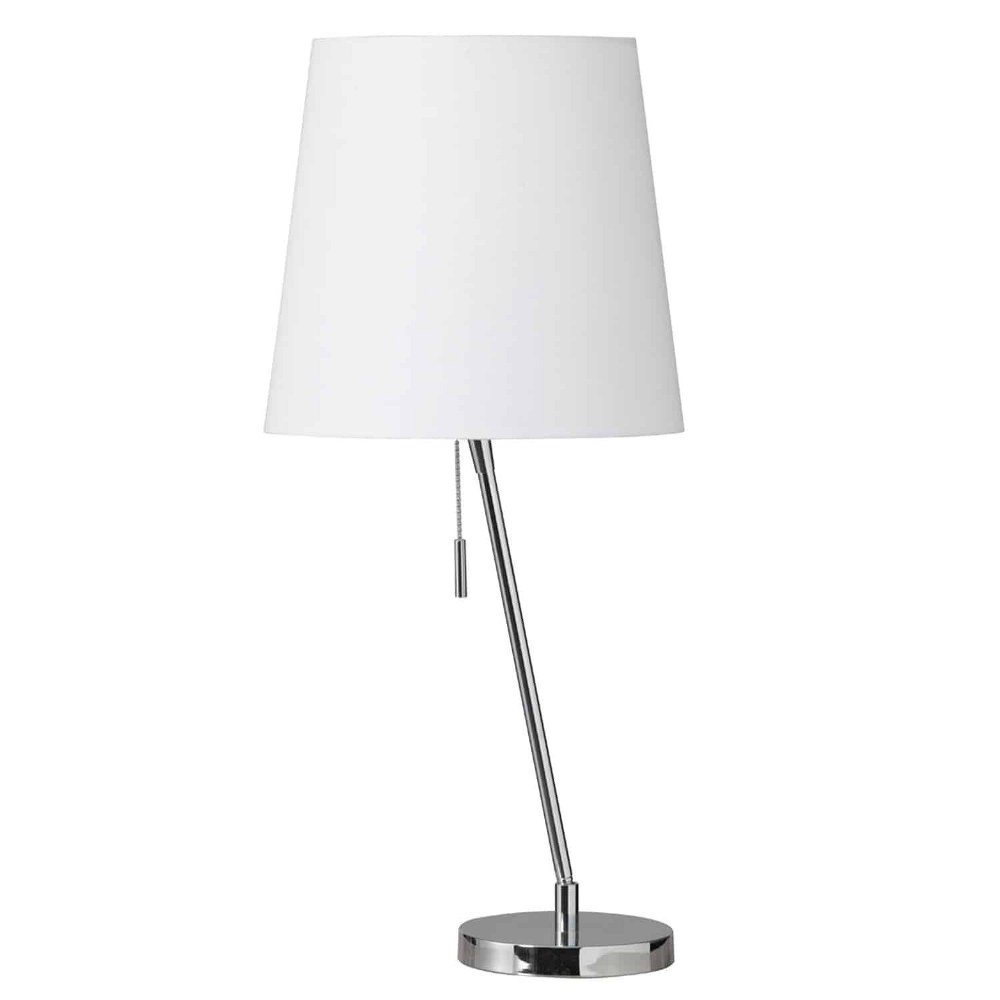 Dainolite-546T-PC-Canting - One Light Table Lamp   Polished Chrome Finish with White Linen Shade