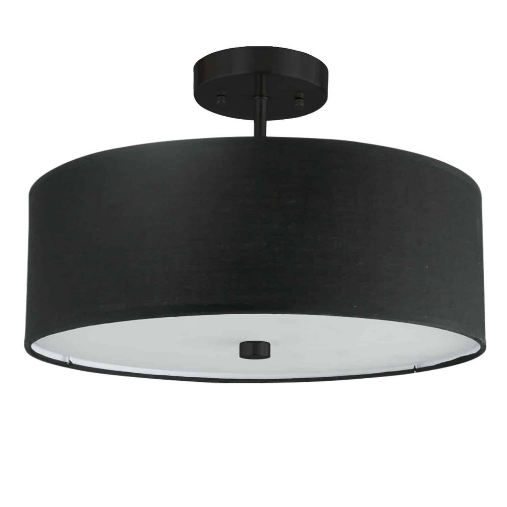 Dainolite-571-143SF-MB-BK-Everly - 3 Light Semi-Flush Mount Matte Black Black Polished Chrome Finish