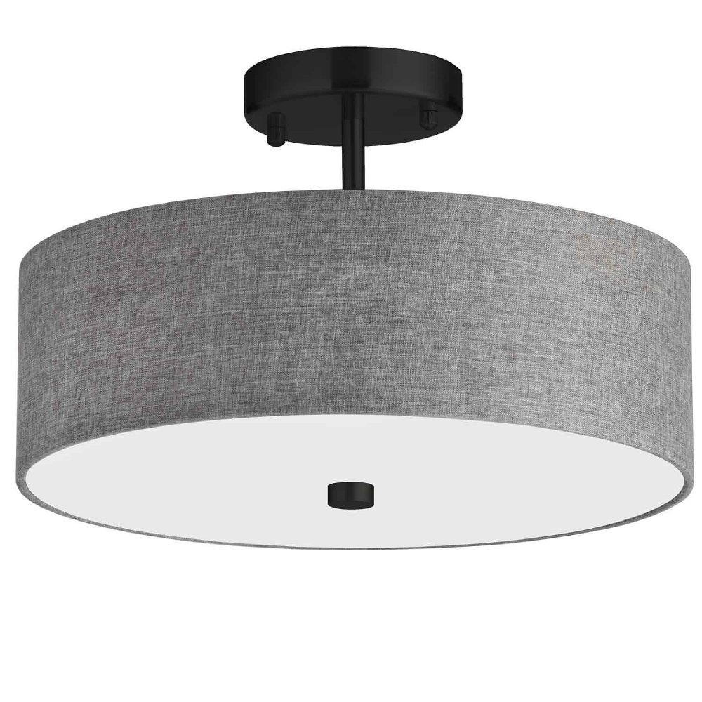 Dainolite-571-143SF-MB-GRY-Everly - 3 Light Semi-Flush Mount Matte Black Grey Polished Chrome Finish