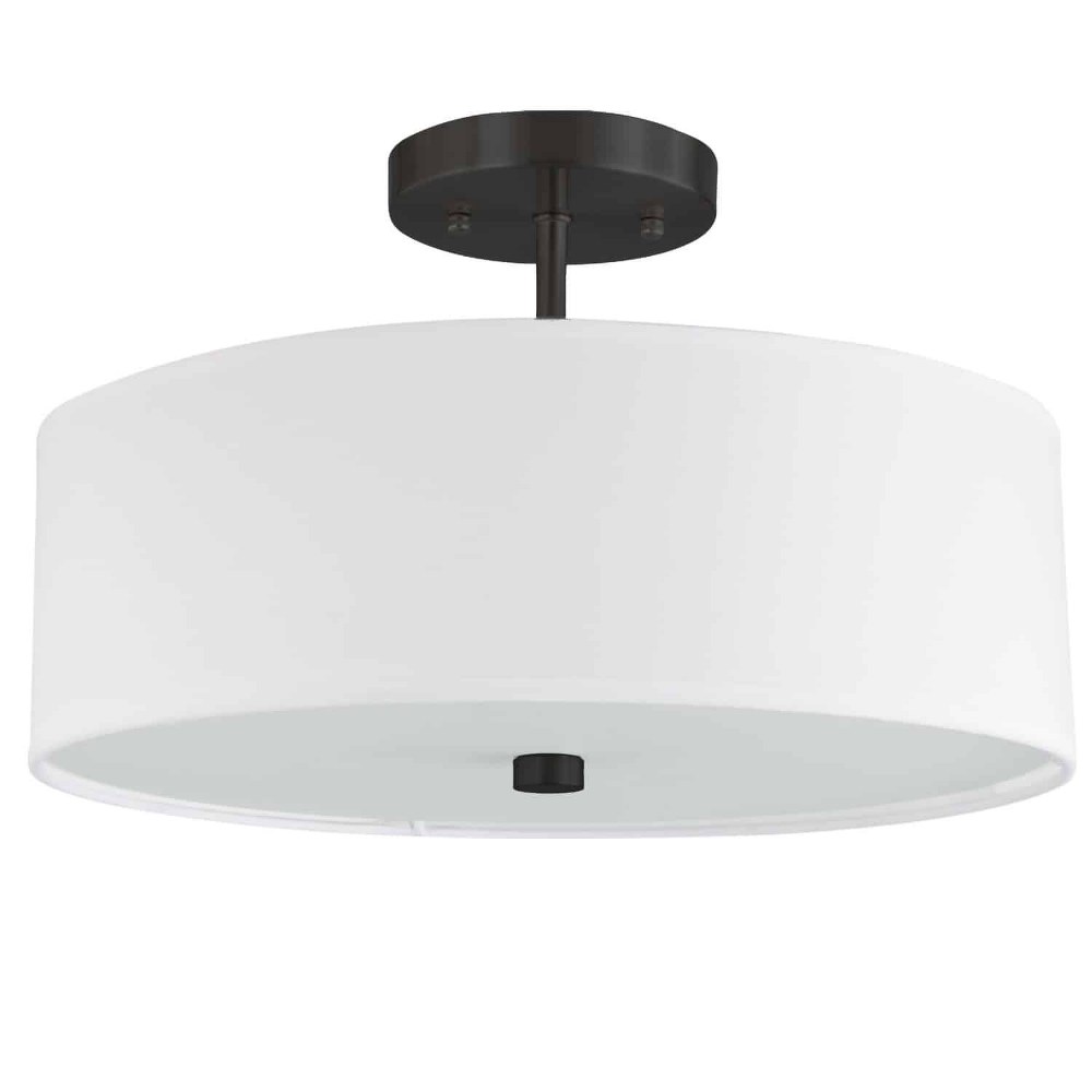 Dainolite-571-143SF-MB-WH-Everly - 3 Light Semi-Flush Mount Matte Black White Polished Chrome Finish