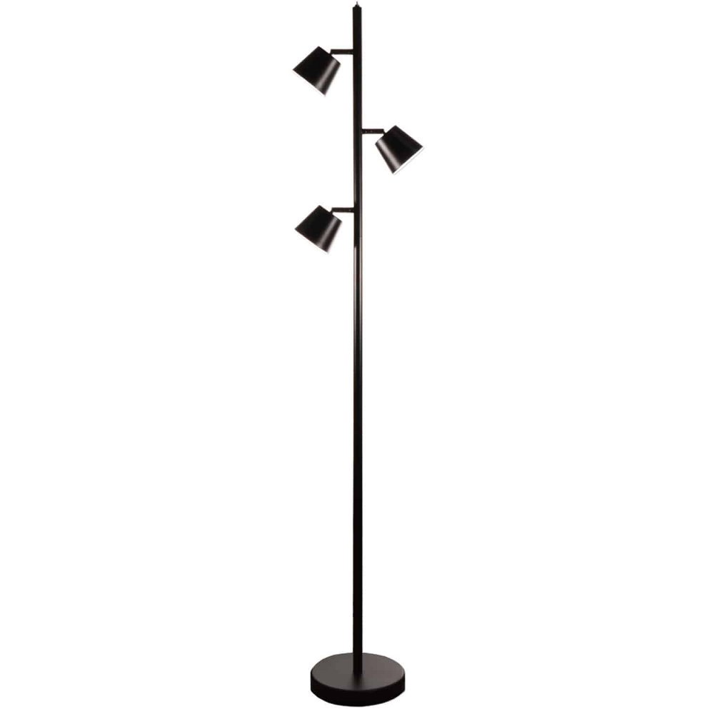 Dainolite-625LEDF-BK-Modern - 61.5 Inch 15W 3 LED Floor Lamp Matte Black  Satin Chrome Finish