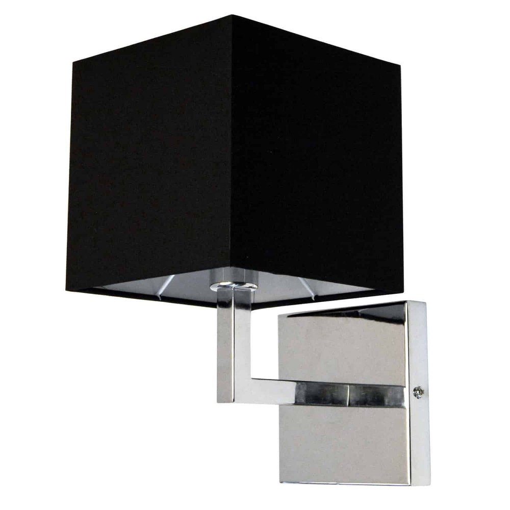 Dainolite-77-1W-PC-BK-Lucas - 1 Light Wall Sconce Polished Chrome Black Polished Chrome/White Finish