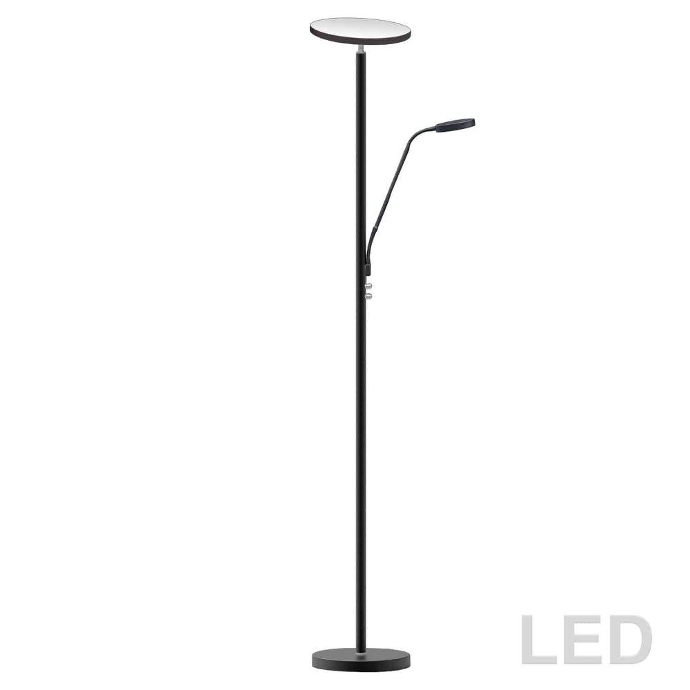 Dainolite-801LEDF-SB-MotherandSon - 72 Inch 23W 3 LED Floor Lamp Satin Black  Satin Black Finish