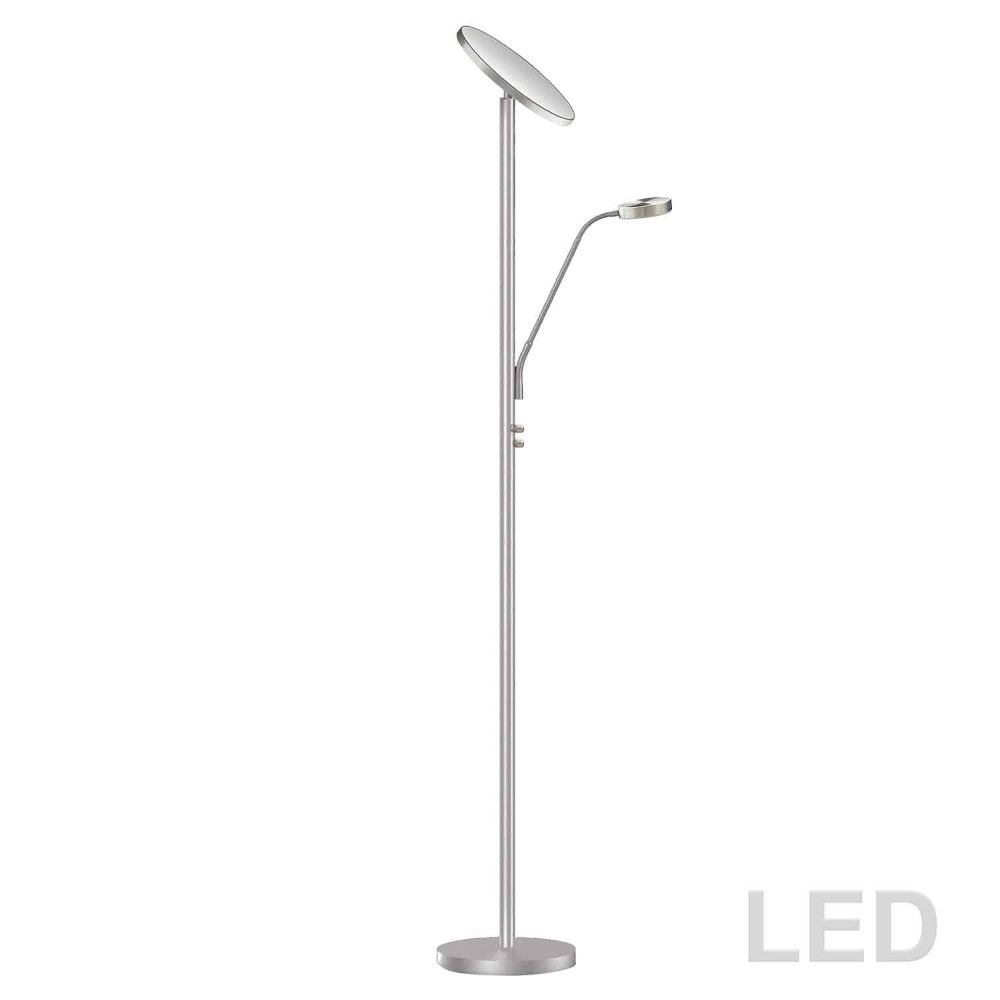 Dainolite-801LEDF-SN-MotherandSon - 72 Inch 23W 3 LED Floor Lamp Satin Nickel  Satin Black Finish