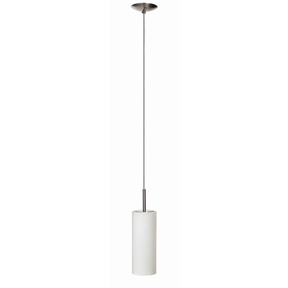 Dainolite-83202-SC-WH-One Light Pendant   Satin Chrome Finish with White Glass