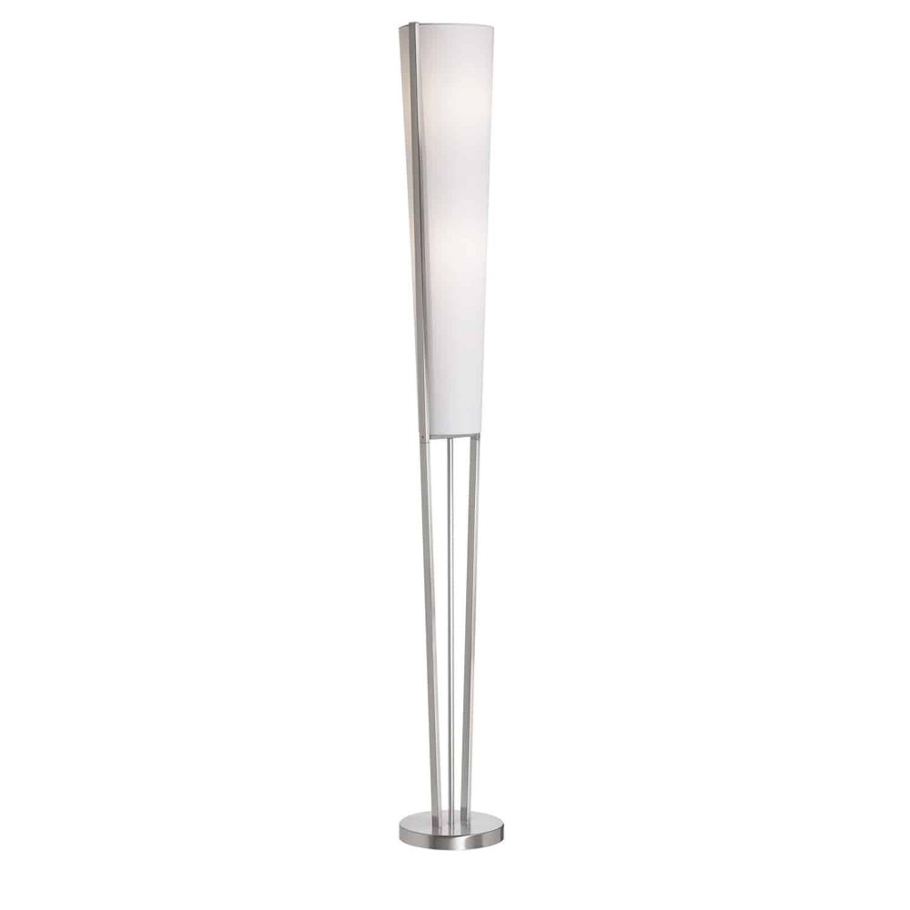 Dainolite-83323F-SC-Emotions - 2 Light Floor Lamp In Modern Style-61 Inches Tall and 7 Inches Wide Satin Chrome  Satin Chrome Finish with White Linen Shade