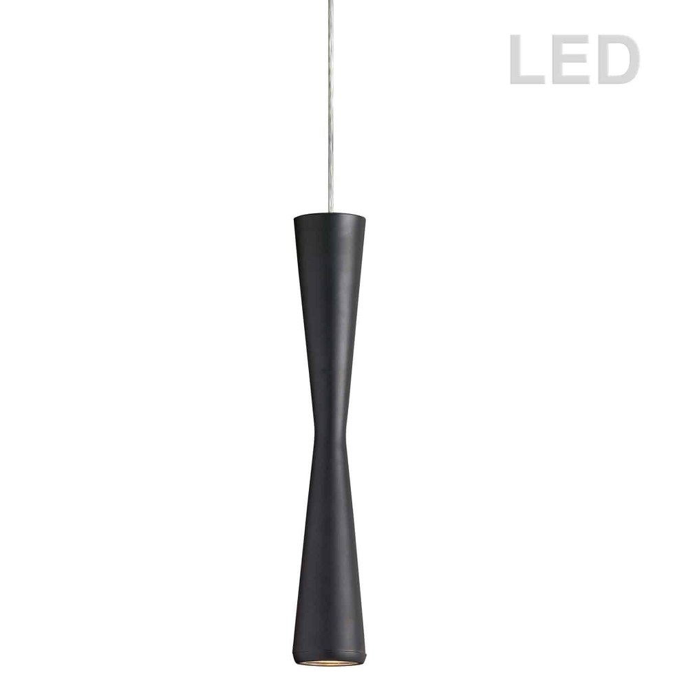 Dainolite-8901LED-1P-MB-12.25 Inch 5W 1 LED Pendant Black  Black Finish with Clear Glass