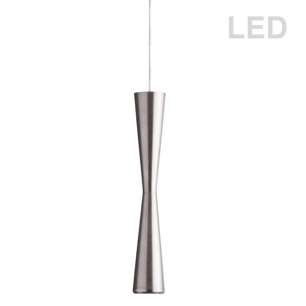 Dainolite-8901LED-1P-SC-12.25 Inch 5W 1 LED Pendant Satin Chrome  Black Finish with Clear Glass