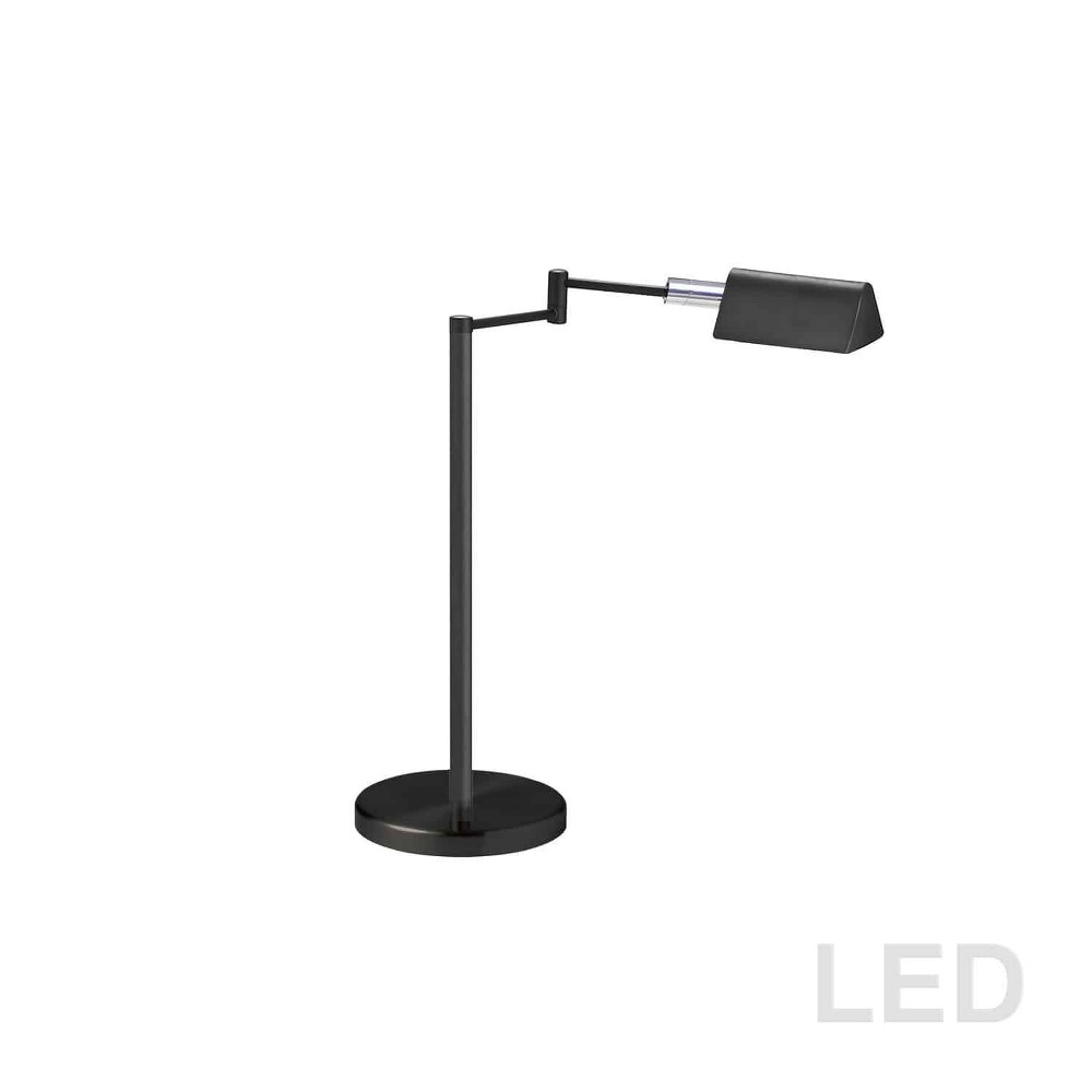 Dainolite-9157LEDT-BK-20.75 Inch 5W 1 LED Swing Arm Table Lamp Black  Satin Nickel Finish