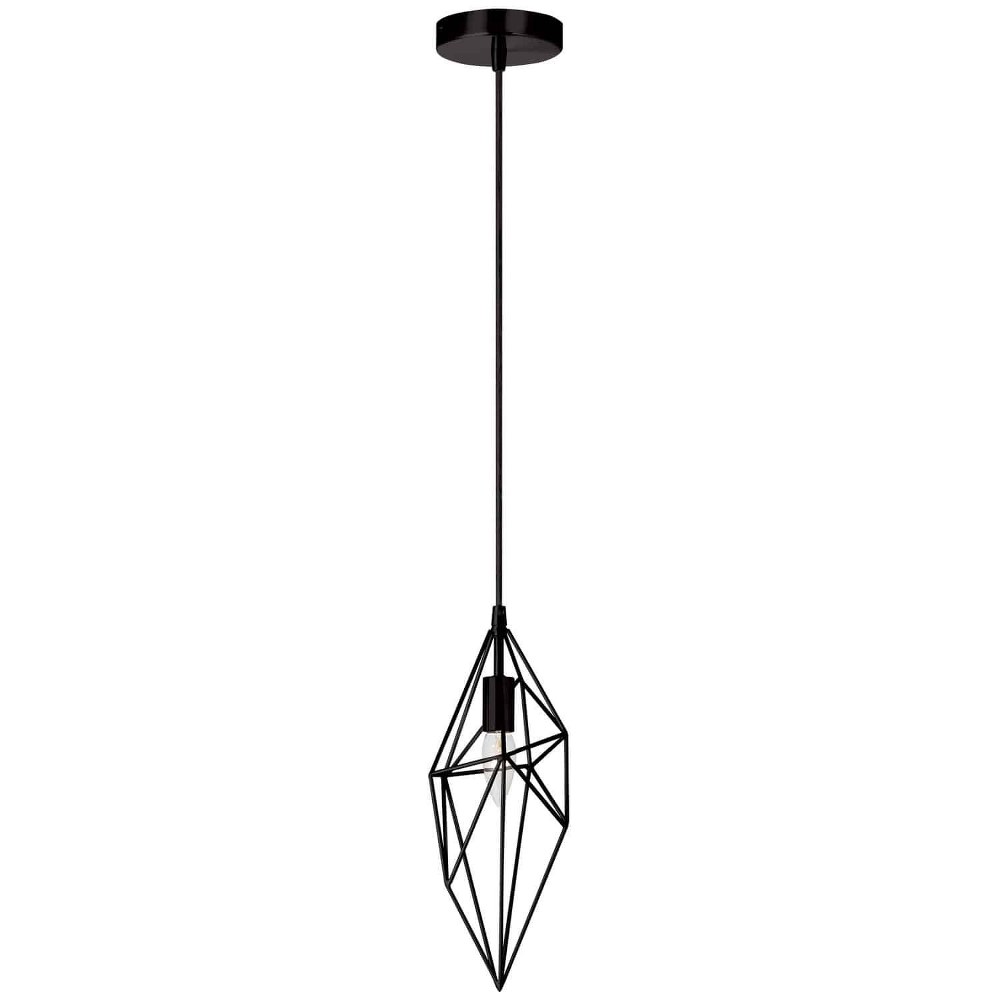 Dainolite-918-1P-BK-One Light Pendant Black  Polished Chrome Finish