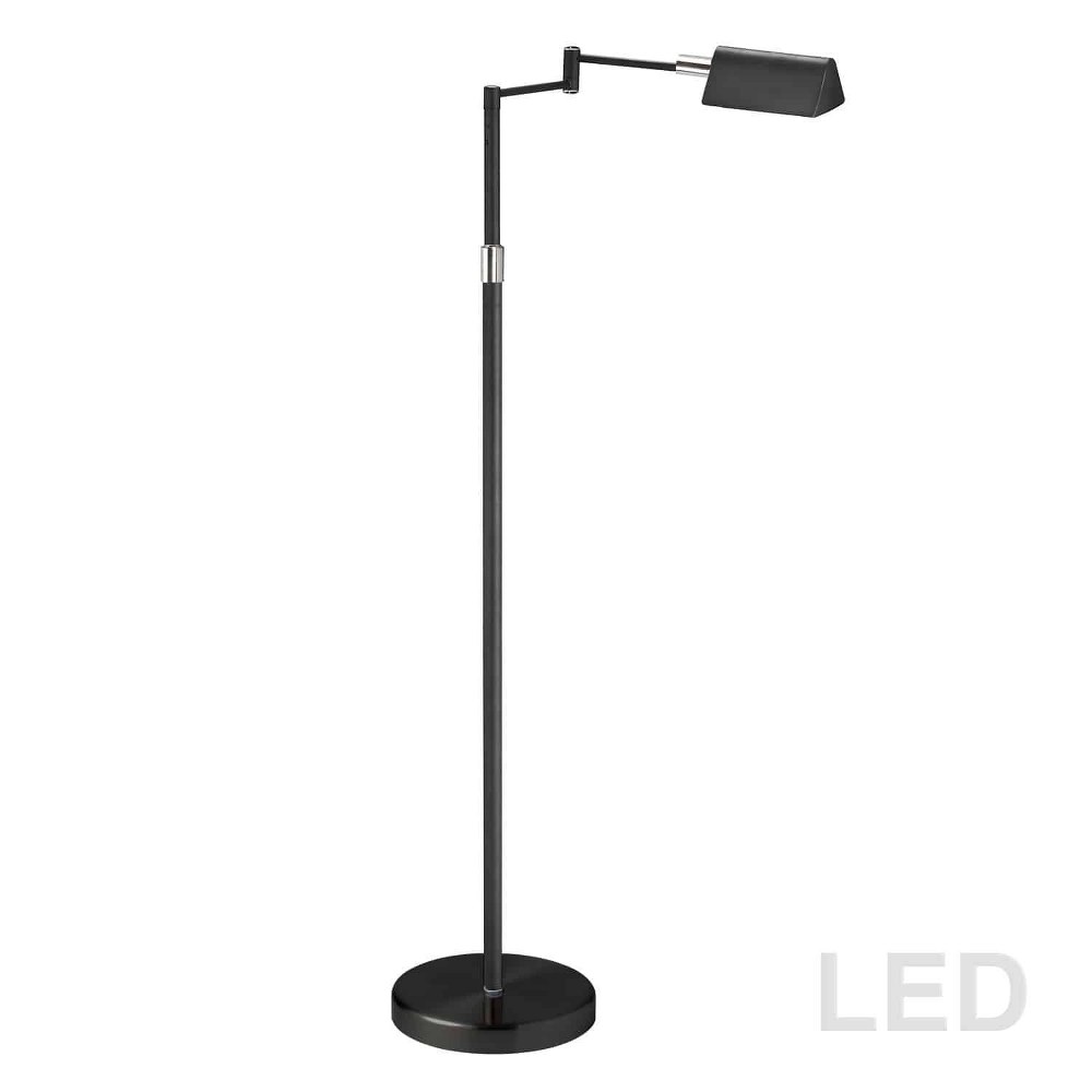 Dainolite-9257LEDF-BK-23.25 Inch 9W 1 LED Swing Arm Floor Lamp Black  Satin Nickel Finish