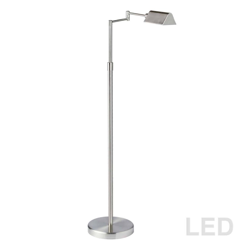 Dainolite-9257LEDF-SN-23.25 Inch 9W 1 LED Swing Arm Floor Lamp Satin Nickel  Satin Nickel Finish