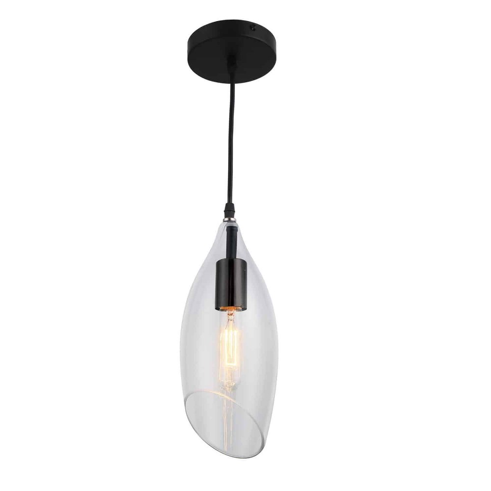 Dainolite-ABB-61P-CL-Abba - 12 Inch One Light Pendant Black/Black Clear Black/Black Finish