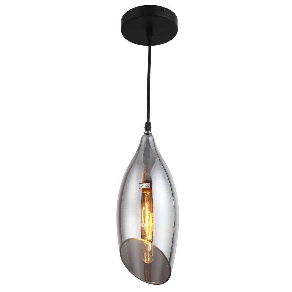 Dainolite-ABB-61P-SM-Abba - 12 Inch One Light Pendant Black/Black Smoked Black/Black Finish