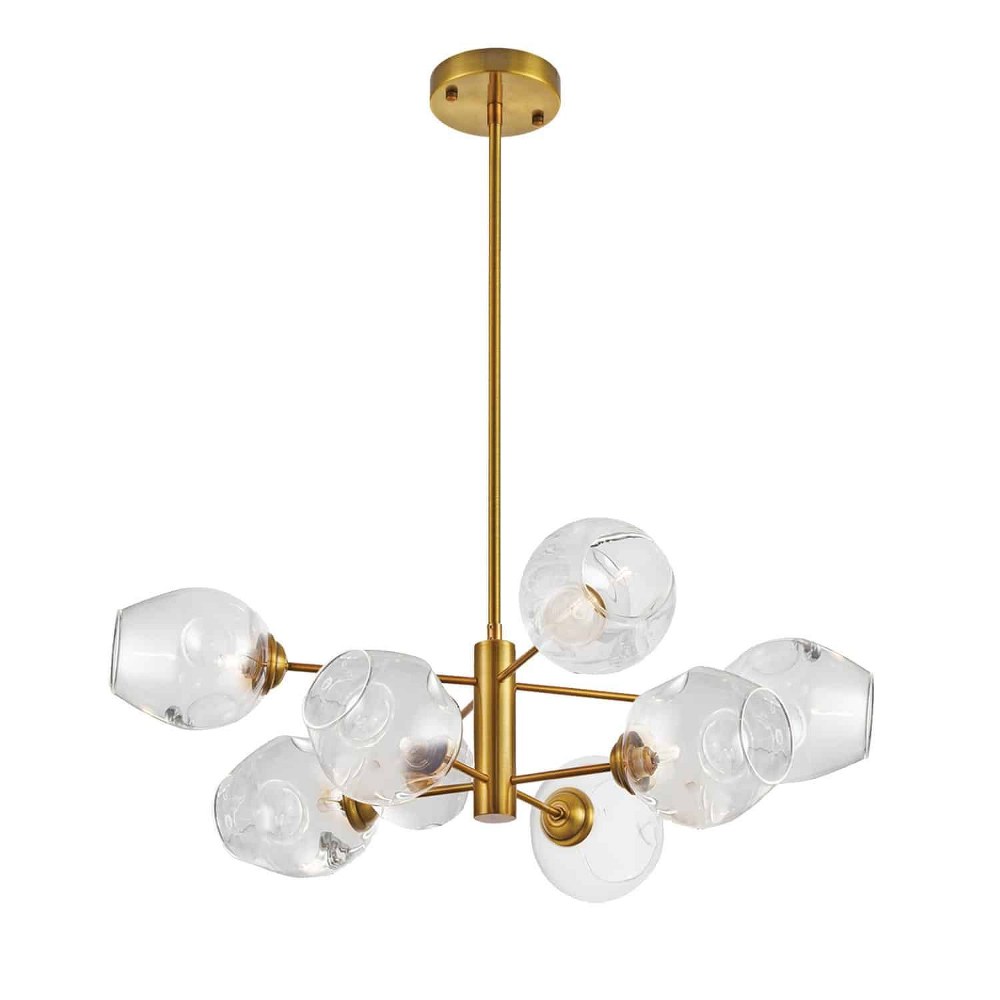 Dainolite-ABI-268P-VB-SP-CLR-Abii - Eight Light Pendant Vintage Bronze Clear Polished Chrome Finish with Clear Glass