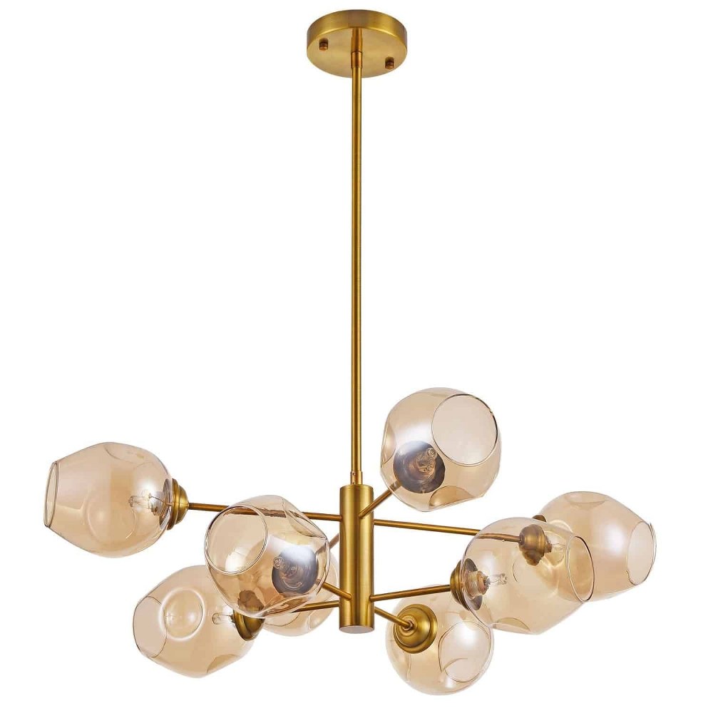 Dainolite-ABI-268P-VB-Abii - Eight Light Pendant Vintage Bronze Champagne Polished Chrome Finish with Clear Glass