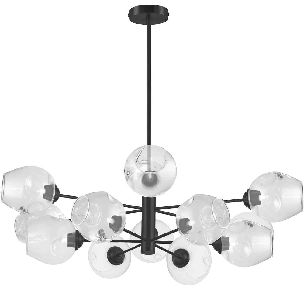 Dainolite-ABI-3312P-MB-CLR-Abii - 12 Light Pendant   Matte Black Finish with Clear Glass