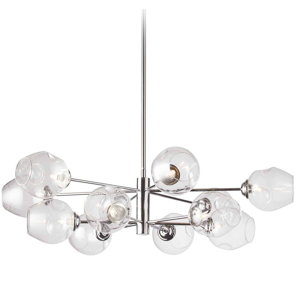 Dainolite-ABI-3312P-PC-Abii - Twelve Light Round Pendant Polished Chrome Clear Polished Chrome Finish with Clear Glass