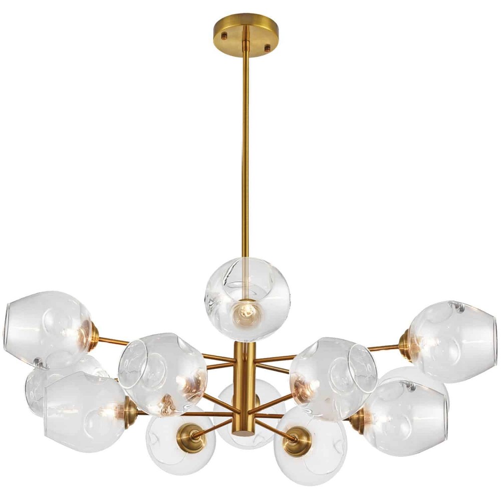 Dainolite-ABI-3312P-VB-SP-CLR-Abii - Twelve Light Round Pendant Vintage Bronze Clear Polished Chrome Finish with Clear Glass