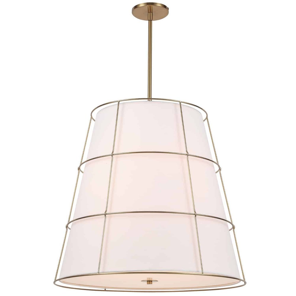 Dainolite-ALC-224P-AGB-Alcala - 4 Light Pendant Aged Brass  Aged Brass Finish with White Fabric Shade