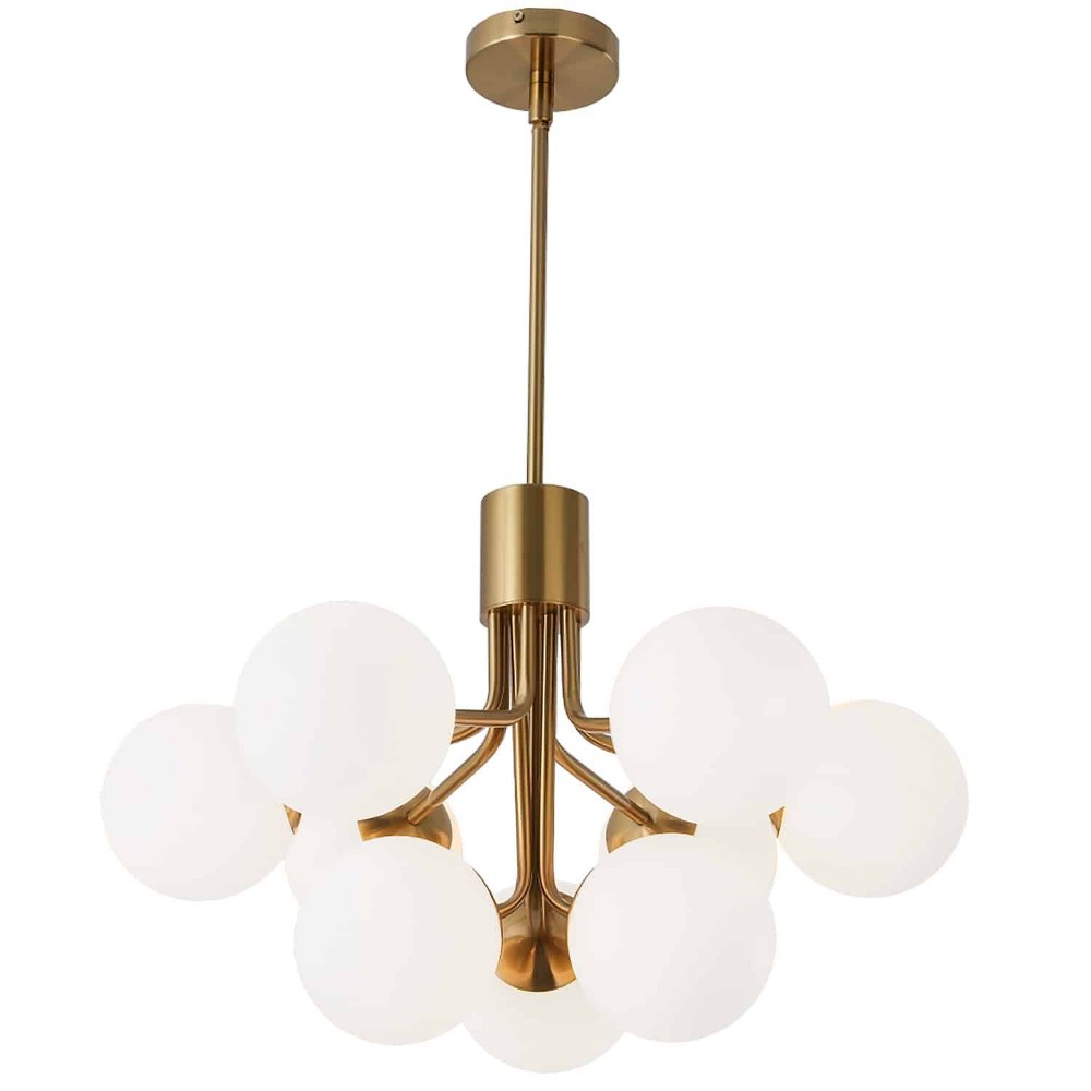 Dainolite-AMA-249C-AGB-Amanda - Nine Light 2-Tier Chandelier Aged Brass  Aged Brass Finish with Opal WhiteGlass