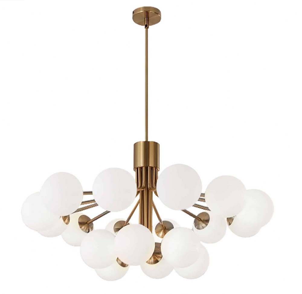 Dainolite-AMA-3618C-AGB-Amanda - Eighteen Light 2-Tier Chandelier Aged Brass  Aged Brass Finish with Opal White Glass