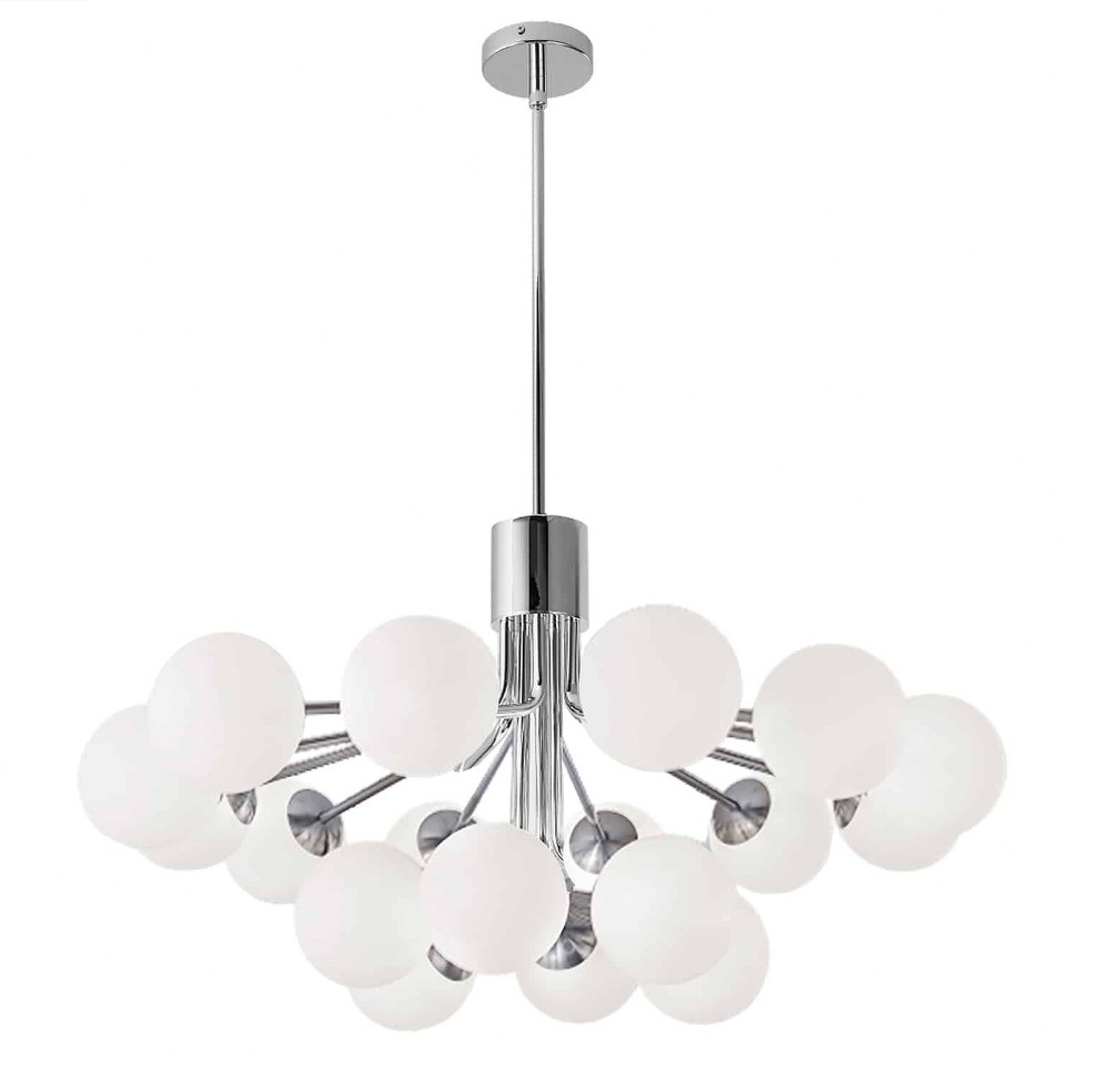 Dainolite-AMA-3618C-PC-Amanda - Eighteen Light 2-Tier Chandelier   Polished Chrome Finish with Opal White Glass