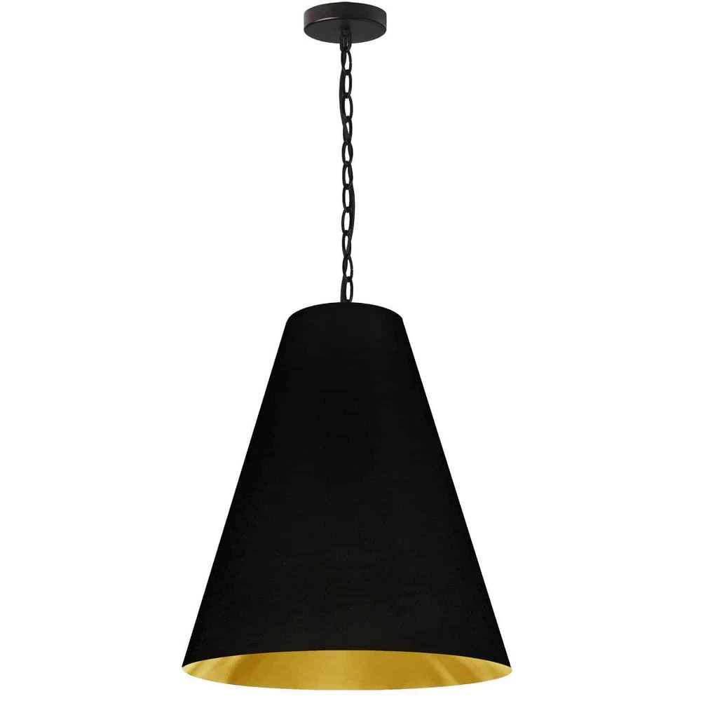 Dainolite-ANA-M-MB-698-Anaya - 1 Light Medium Pendant Matte Black Black/Gold Aged Brass Finish