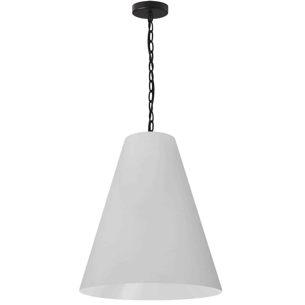 Dainolite-ANA-M-MB-790-Anaya - 1 Light Medium Pendant Matte Black White Aged Brass Finish