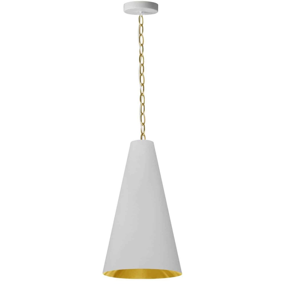 Dainolite-ANA-S-AGB-692-Anaya - 1 Light Small Pendant Aged Brass White/Gold Aged Brass Finish