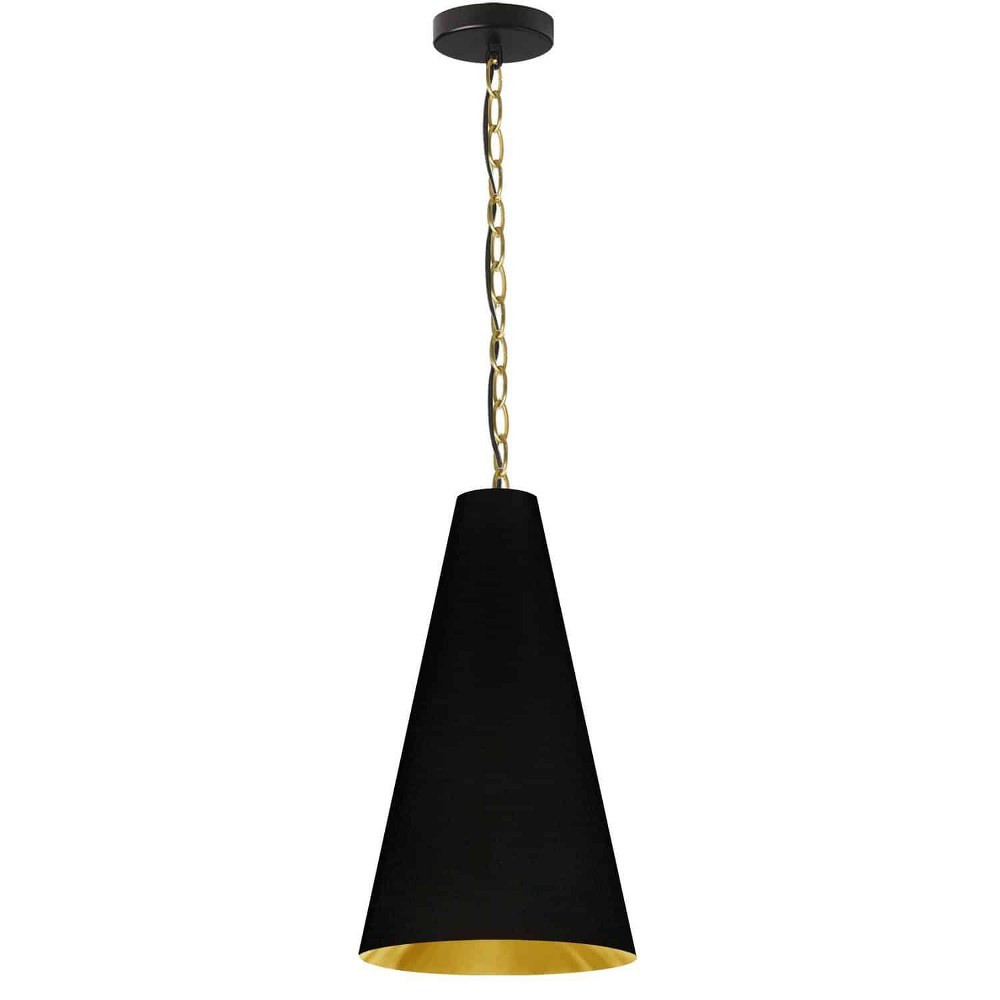 Dainolite-ANA-S-AGB-698-Anaya - 1 Light Small Pendant Aged Brass Black/Gold Aged Brass Finish