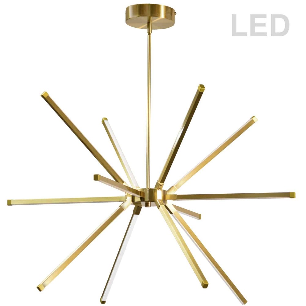 Dainolite-ARY-3260LEDC-AGB-Array - 31.5 Inch 60W 12 LED Chandelier Aged Brass  Aged Brass Finish with White Glass