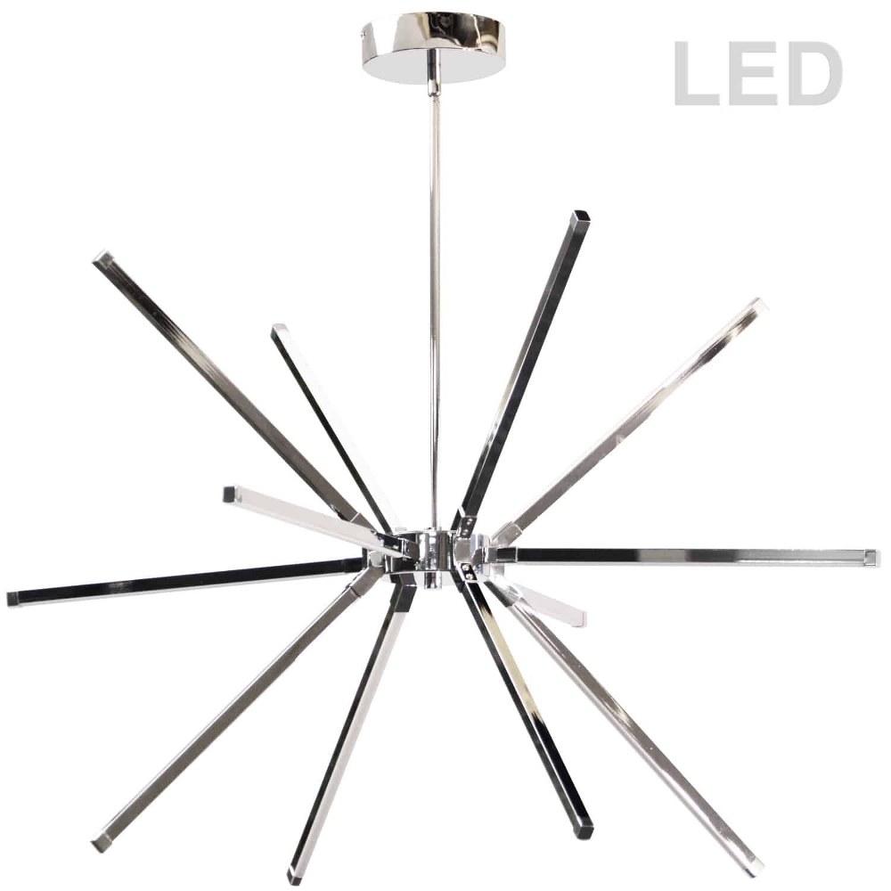 Dainolite-ARY-3260LEDC-PC-Array - 31.5 Inch 60W 12 LED Chandelier Polished Chrome  Aged Brass Finish with White Glass