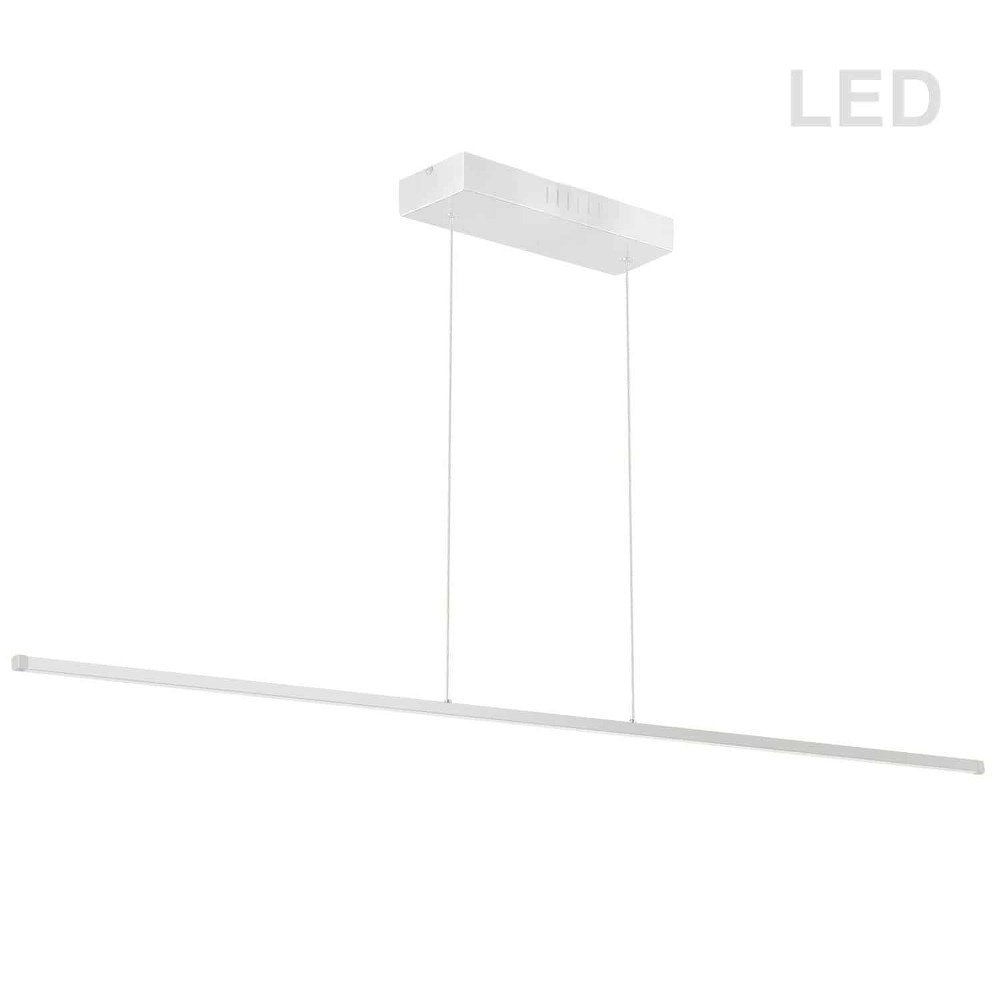 Dainolite-ARY-7256LEDHP-MW-Array - 72 Inch 56W 1 LED Horizontal Pendant Matte White  Matte Black Finish with White Glass