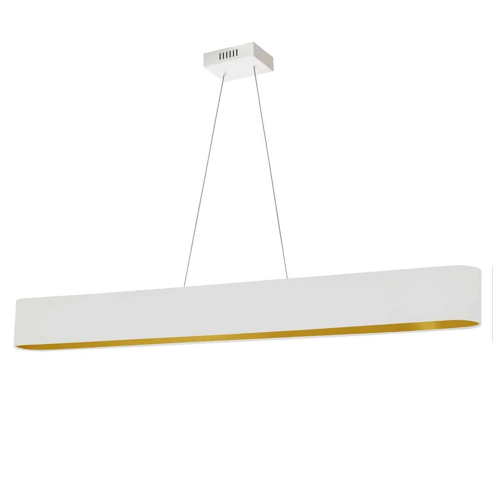 Dainolite-AUB-R5030HP-MW-692-Aubrey - 51 Inch 30W 1 LED Horizontal Pendant Matte White White/Gold Aged Brass Finish