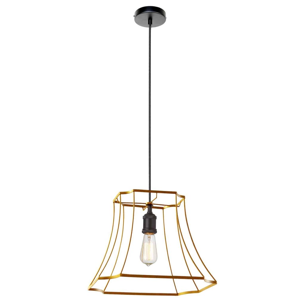 Dainolite-BKO-1L-GLD-Belenko - 19 Inch One Light Framed Pendant Gold  Matte White Finish