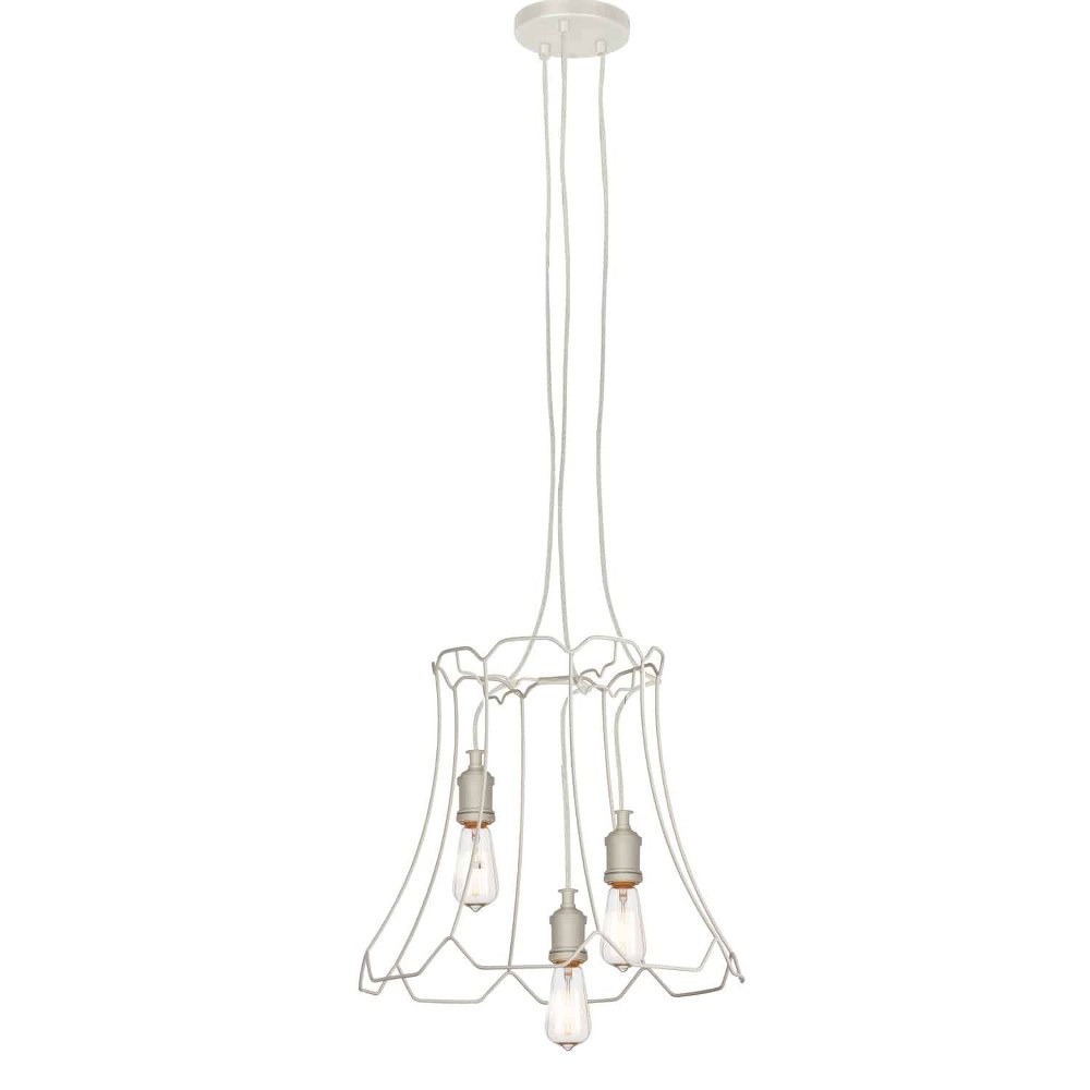 Dainolite-BKO-3L-WH-Balenko - Three Light Framed Pendant   White Finish