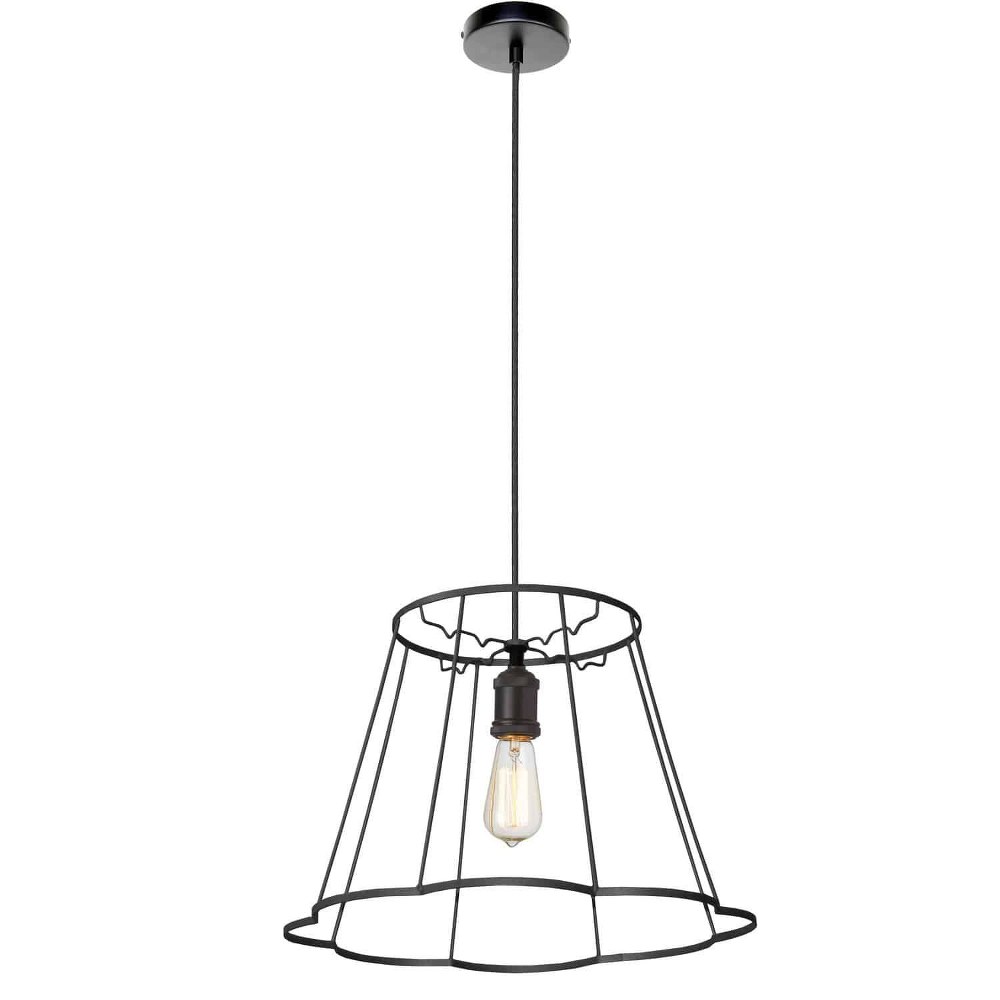 Dainolite-BKO-SM-BK-Belenko - 18 Inch One Light Framed Pendant Matte Black  Matte White Finish