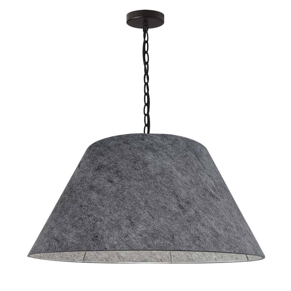 Dainolite-BRY-L-BK-500-Brynn - 1 Light Large Pendant   Matte Black Finish with Grey Fabric Shade