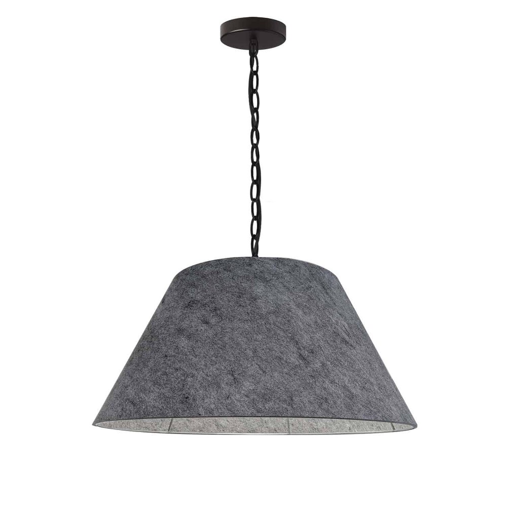 Dainolite-BRY-M-BK-500-Brynn - 1 Light Medium Pendant   Matte Black Finish with Grey Fabric Shade