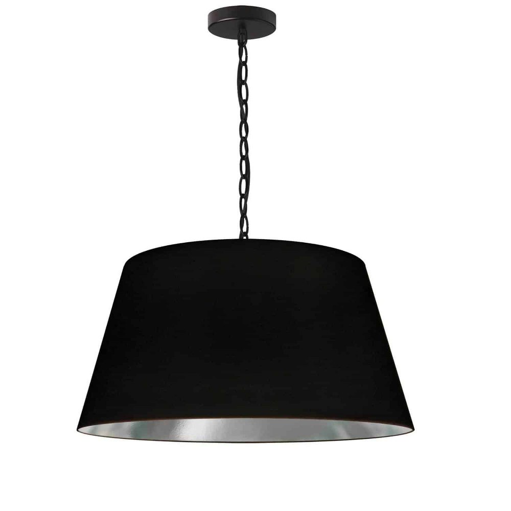 Dainolite-BRY-M-BK-697-Brynn - 1 Light Medium Pendant Black Black/Silver Aged Brass Finish