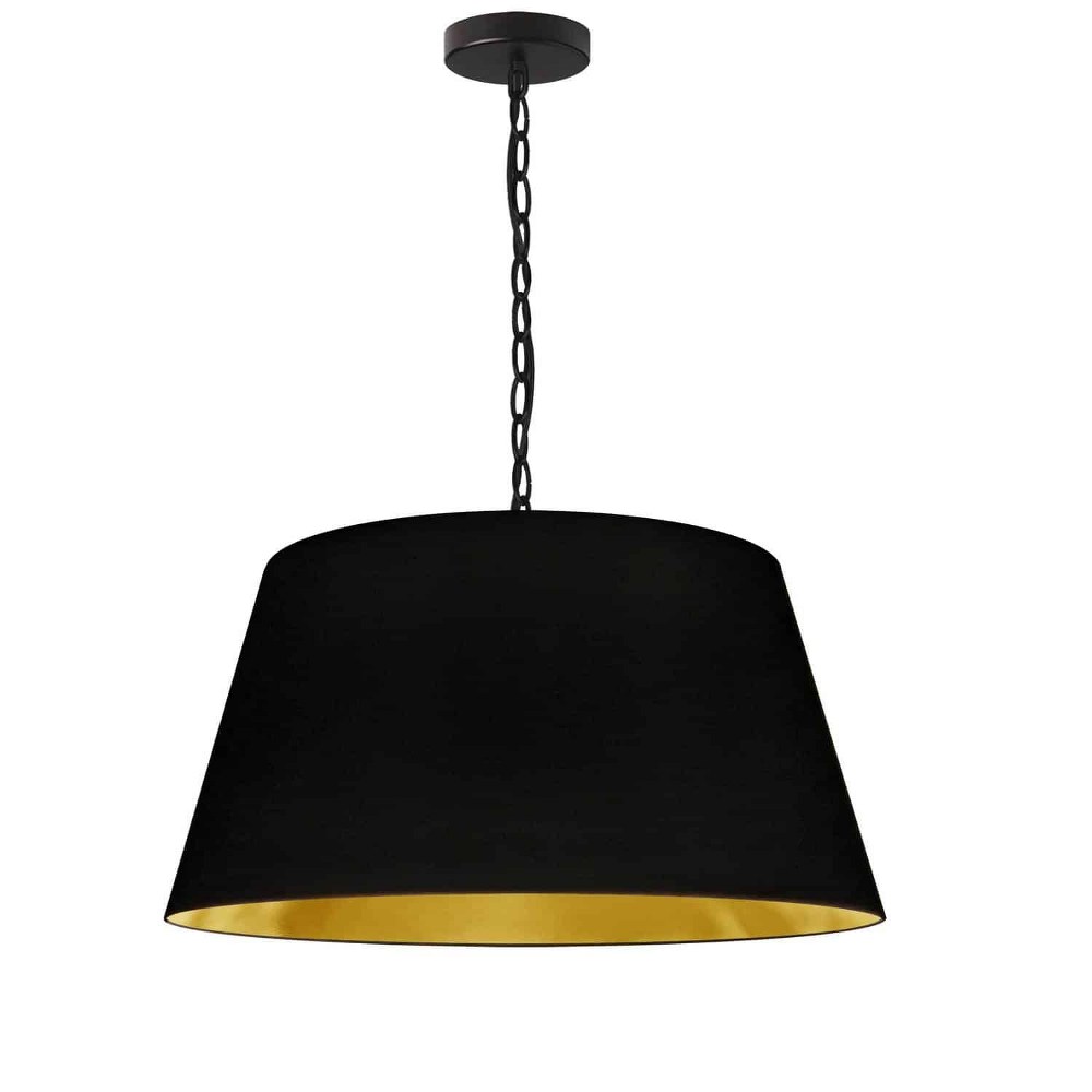 Dainolite-BRY-M-BK-698-Brynn - 1 Light Medium Pendant Black Black/Gold Aged Brass Finish