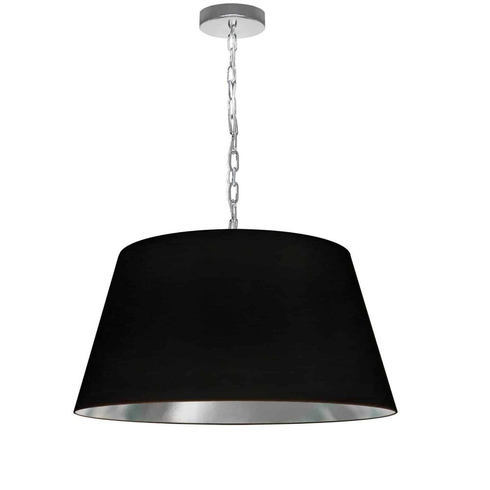 Dainolite-BRY-M-PC-697-Brynn - 1 Light Medium Pendant Polished Chrome Black/Silver Aged Brass Finish