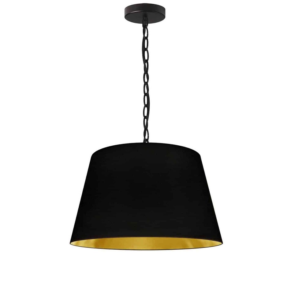 Dainolite-BRY-S-BK-698-Brynn - 1 Light Small Pendant Black Black/Gold Aged Brass Finish