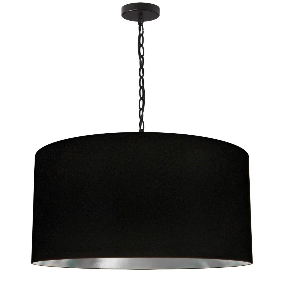 Dainolite-BXN-L-BK-697-Braxton - 1 Light Large Pendant Matte Black Black/Silver Aged Brass Finish