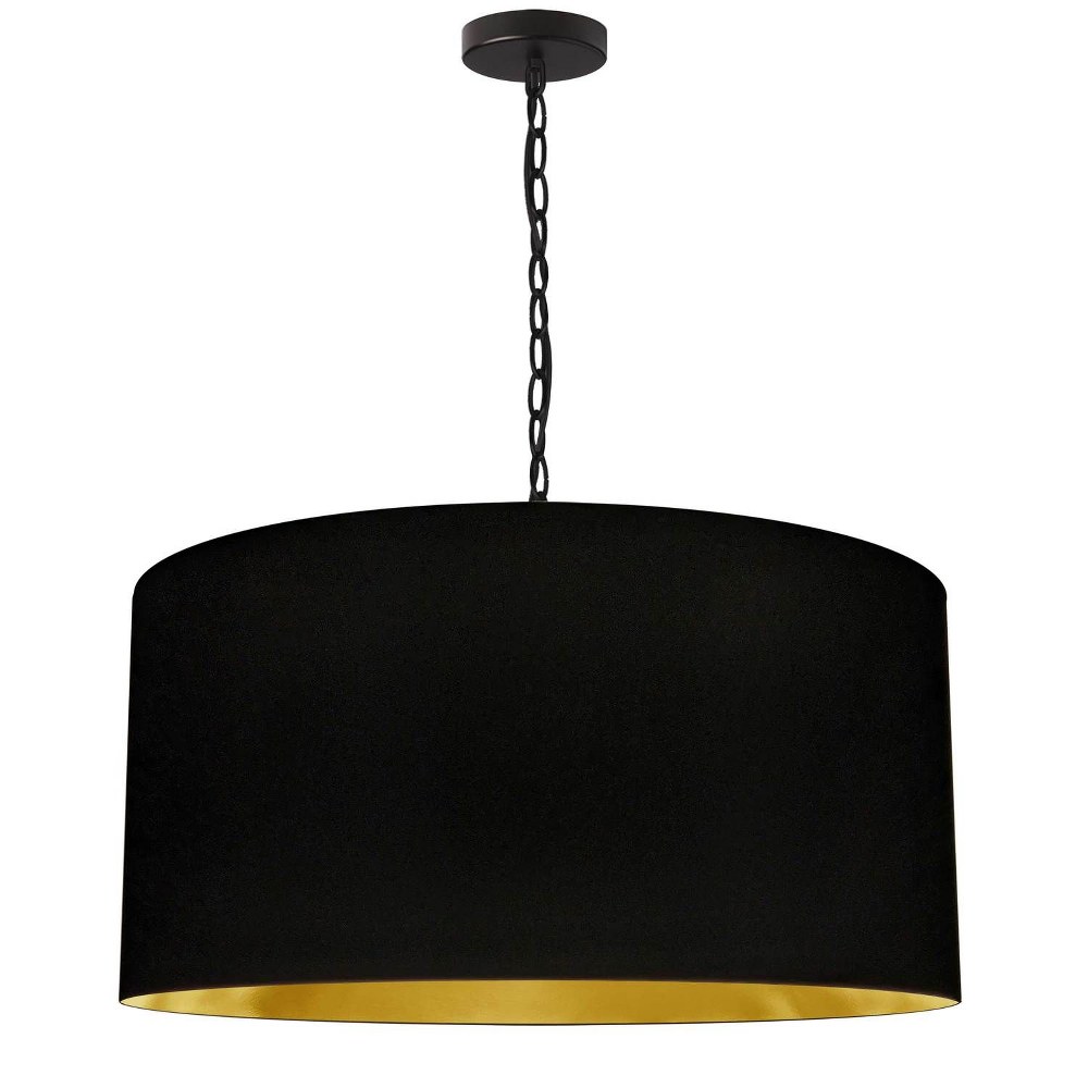 Dainolite-BXN-L-BK-698-Braxton - 1 Light Large Pendant Matte Black Black/Gold Aged Brass Finish